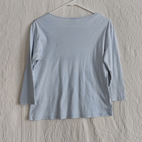 Jade & Jane Cat on Bike Top Whimsical Cottagecore Cat Lover Light Blue - Picture 6 of 8